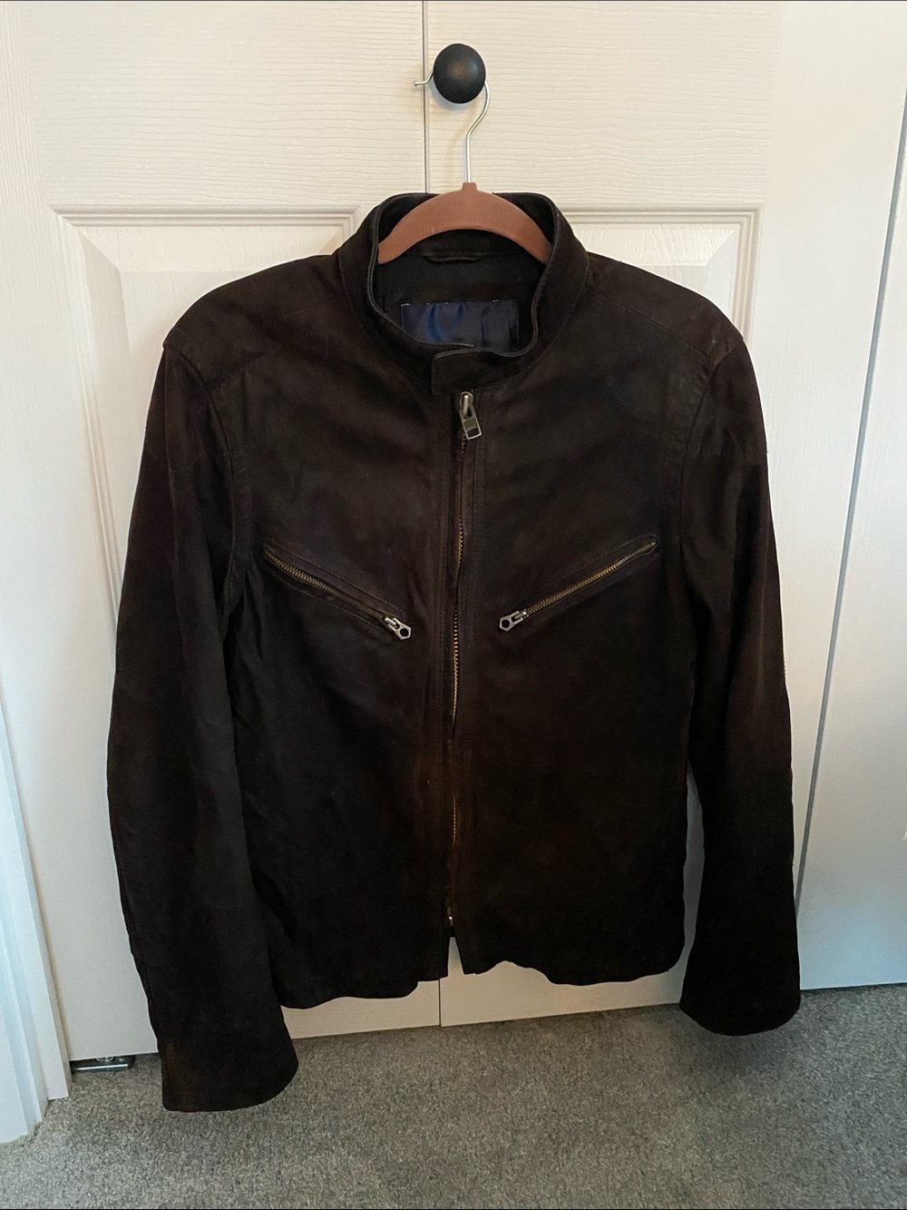 GAP Men's Dark Brown Suede Bomber Jacket